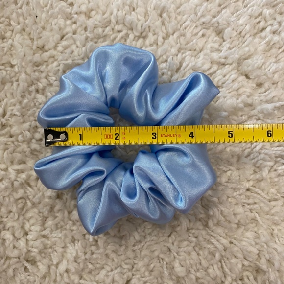 Poly Satin Hair Scrunchie. Blue. Small. Cottagecore. Resortwear. Easter. Spring. - Picture 5 of 5